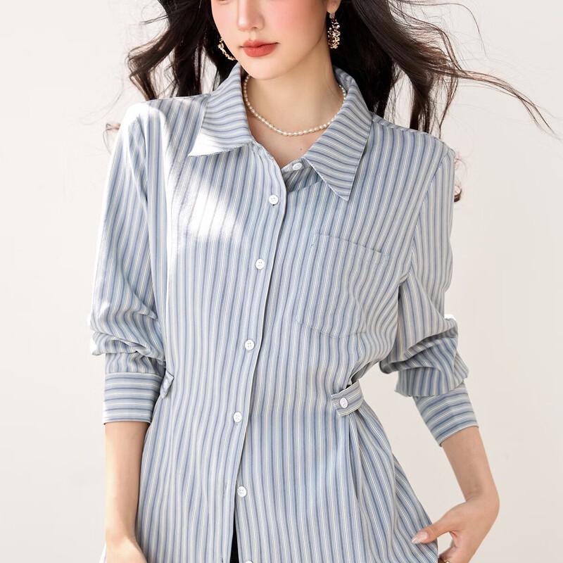 La Chapelle Women s Striped Long-Sleeve Blouse S