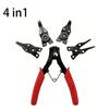 Set de pinces circlips 4-en-1 Pinces pour circlips Pinces à sertir multiples Tête de pince amovible Pinces pour circlips de retenue Outils à main Multifonctionnel