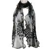Women Fashion Peacock Flower Embroidered Lace Scarf Long Soft Wrap Shawl Stole
