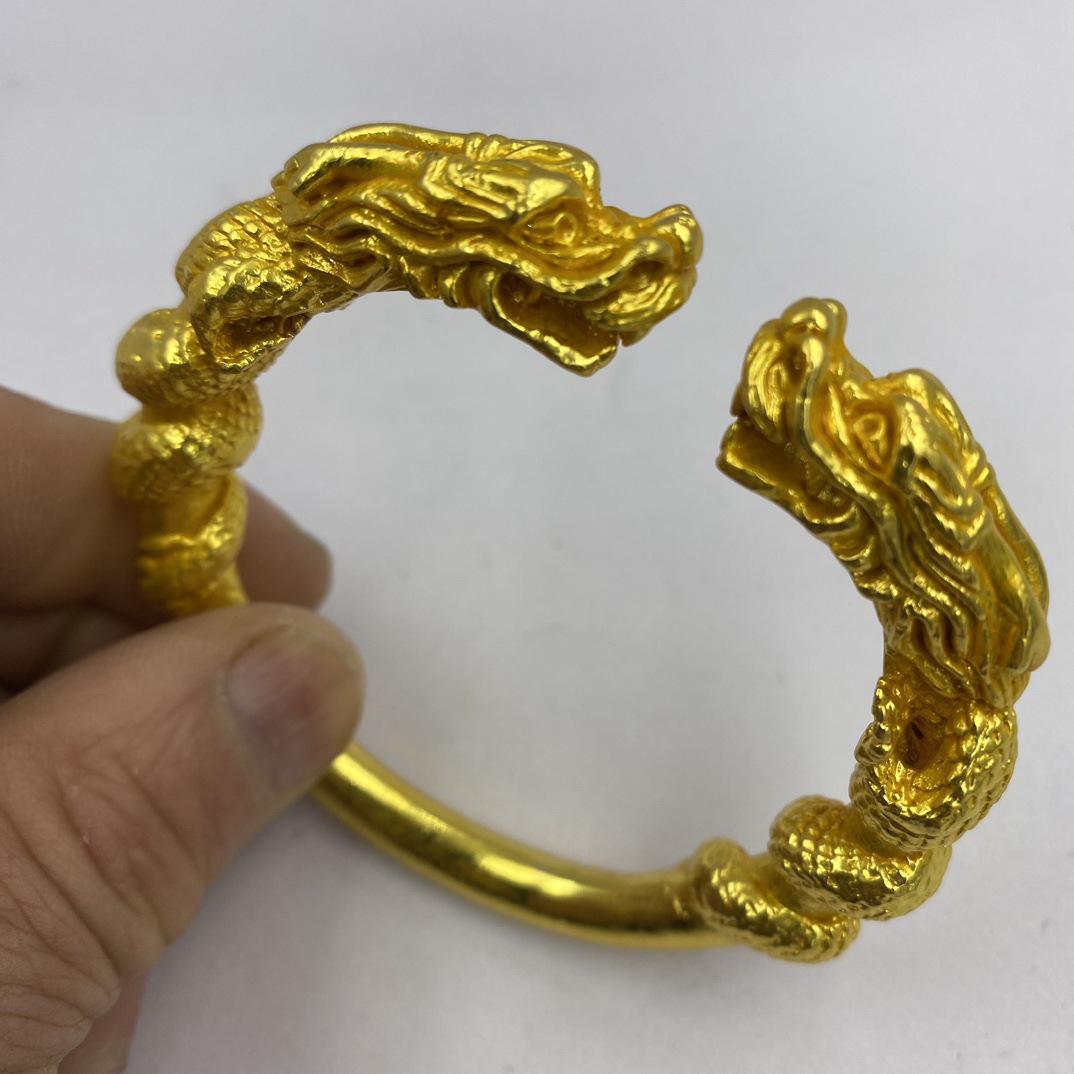 

Антикварный позолоченный браслет с двойными головами драконов – Винтажная коллекция открытых браслетов