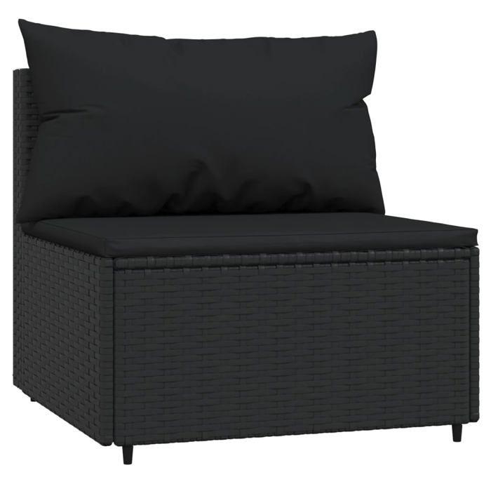 VidaXL Garden Center Sofa with Cushions Black Wicker, Sofa, Garden Sofa, Sectional Center Sofa, 319785