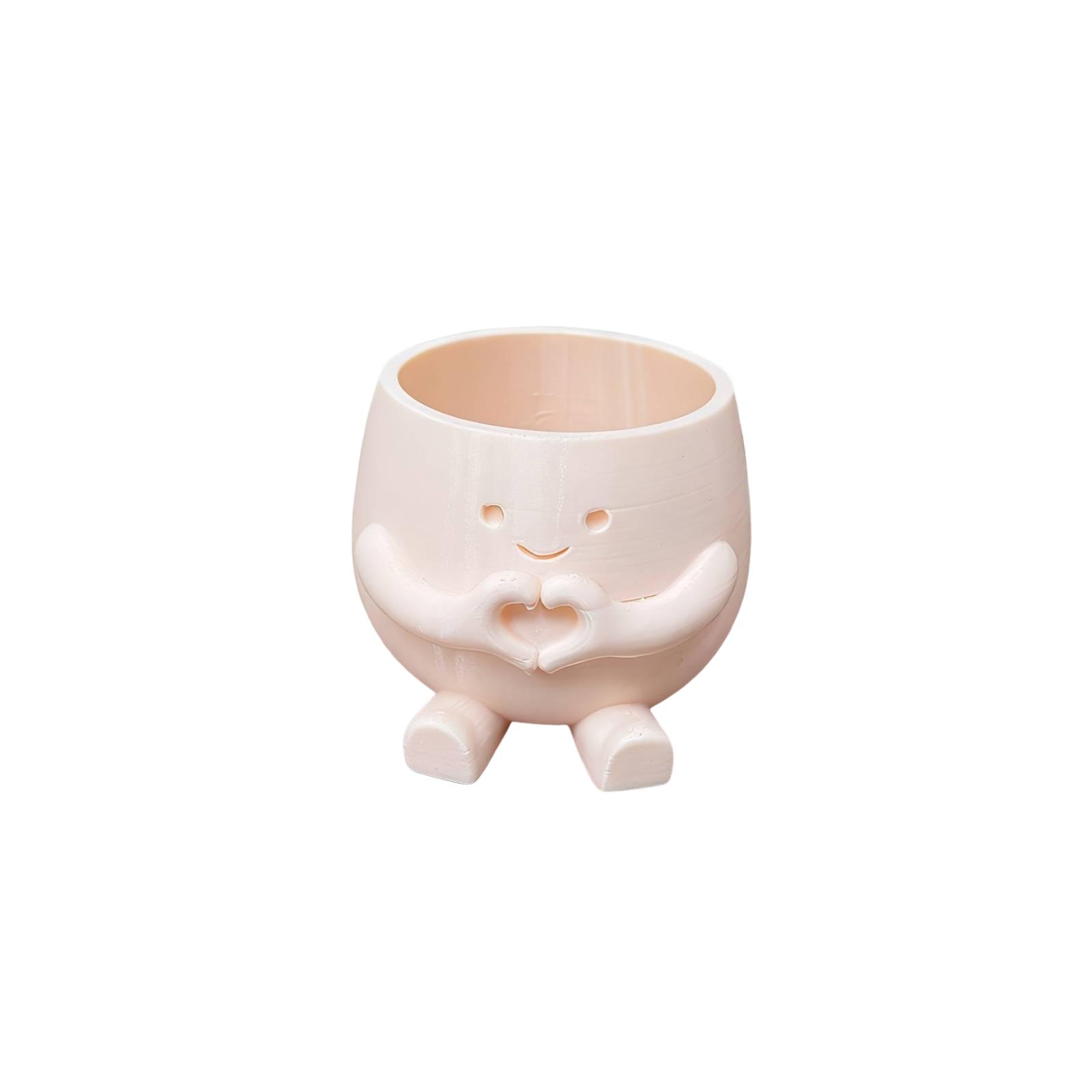 

Ceramic Succulent Planter Pot with Cute Smiling Face Design Creative Desktop Decoration Small Flowerpot for Indoor Plants and Office Desk Use One Size