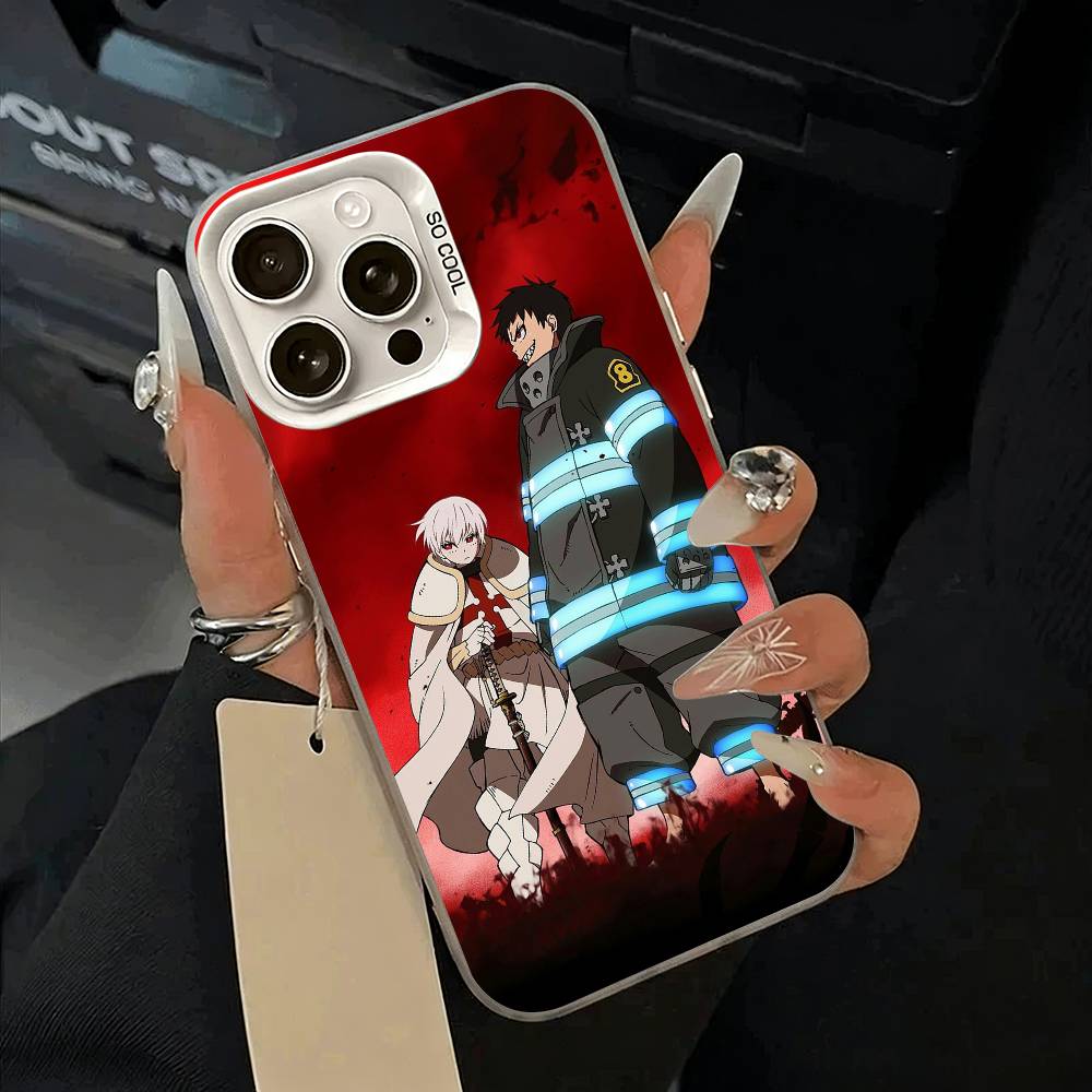 Shonen anime -Fire- Force Phone Case For iPhone 17,16,15,14,13,12,11 Plus,Pro Max,XS,white silver phone case
