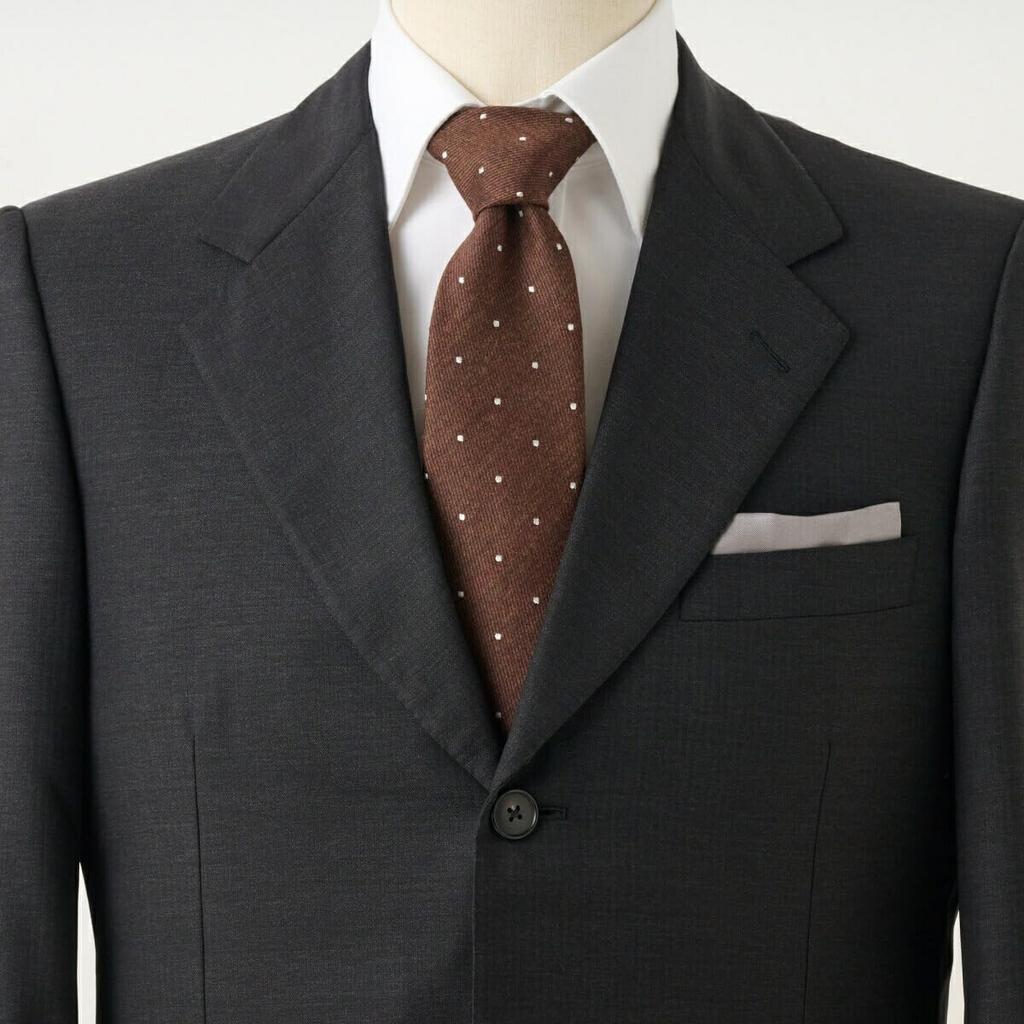 [Ojie] Men's Necktie, Wool Tie, Silk Blend, Made in Japan, Dot Pattern, NW-A-006-BROWN