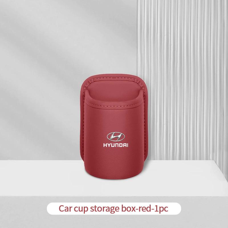 PU Leather Car Door Edge Storage Box Cup Holder Hyundai IX35 I20 I40 Accent Tucson Kona Elantra Sonata Genesis In-Car Trash Can KK9