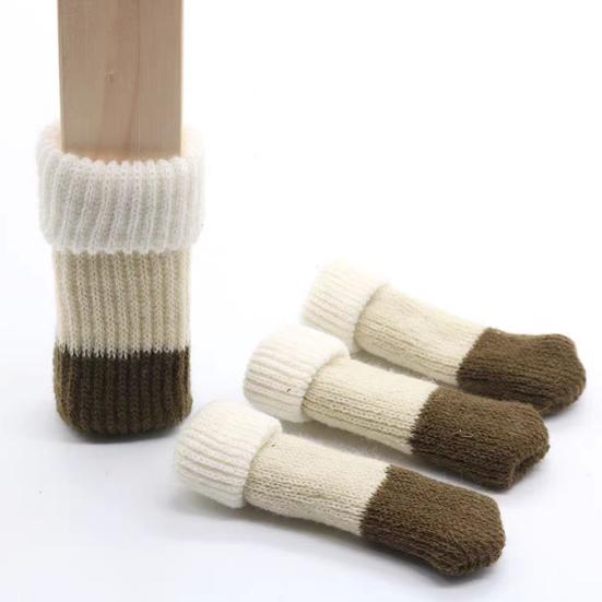 4 Pcs Knitted Chair Leg Covers Elastic Furniture Leg Protectors Non Slip Table Feet Covers Chair Leg Booties for Floor Protection Reduce Friction
