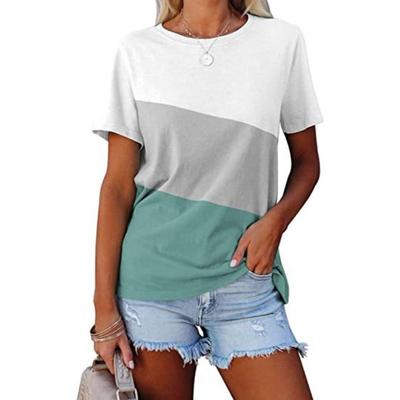 Farblich abgesetztes Rundhals-T-Shirt mit lockerer Passform und kurzen Ärmeln