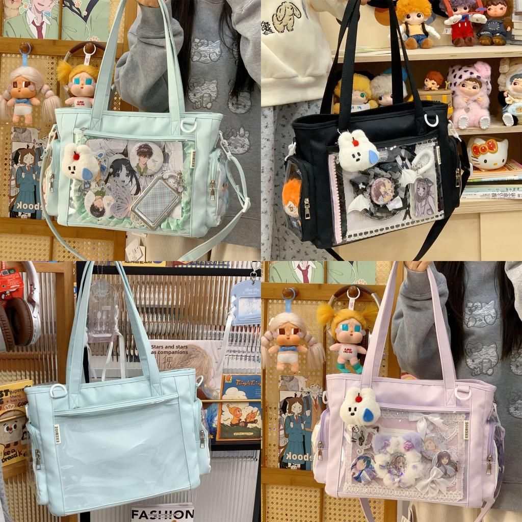 Youth Campus Nylon Crossbody Bag With Transparent Layer For Daily Casual Use