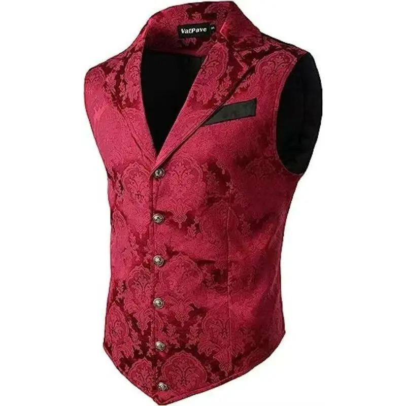 Medieval Gothic Vest for Men Vintage Steampunk Waistcoat Victorian Costume Renaissance Pirate Jacket XS