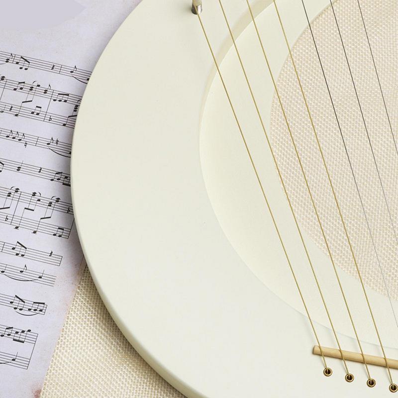 Lyre Harp Musical Instrument Wooden Moon Lyre Harp 7 Strings Lyre Piano Crescent Musical Instrument Portable Harp Instrument