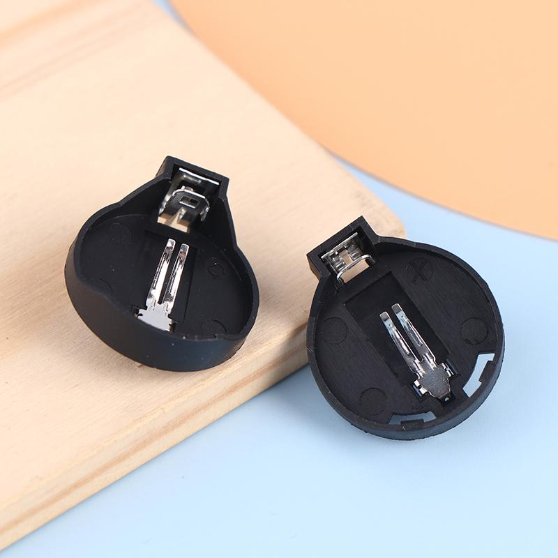 20Pcs Cr2032 Battery Holder Coin Cell Holder Box Case Socket Cr2032 With 2 Pins 3V Black Mounting Lead Need Solder