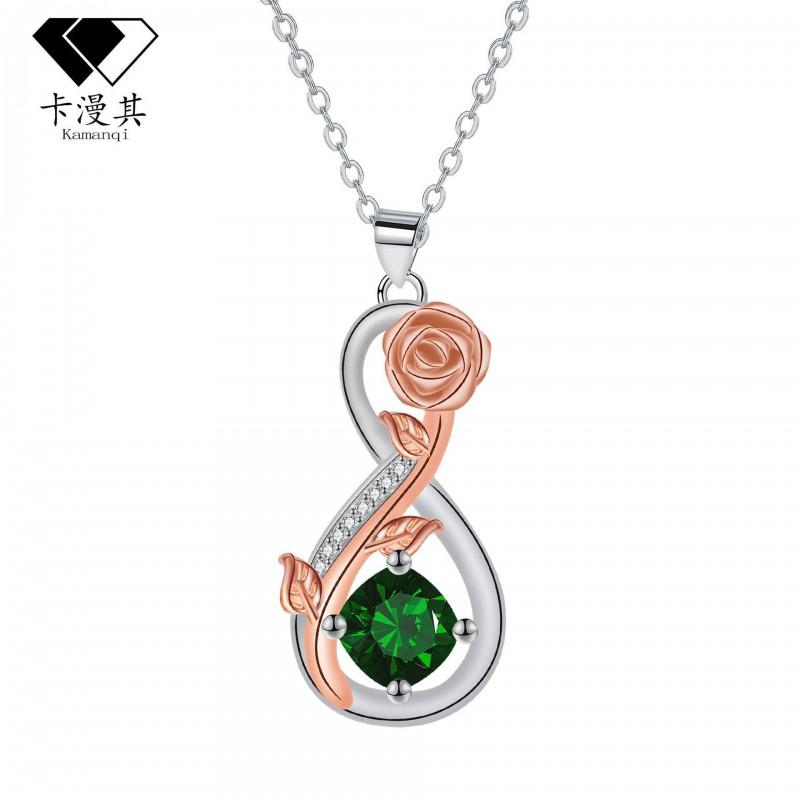 Rose Gold Infinity Symbol Pendant Necklace With Rhinestone Accents Women Cross Chain 41-50cm Adjustable Length Gold-plated