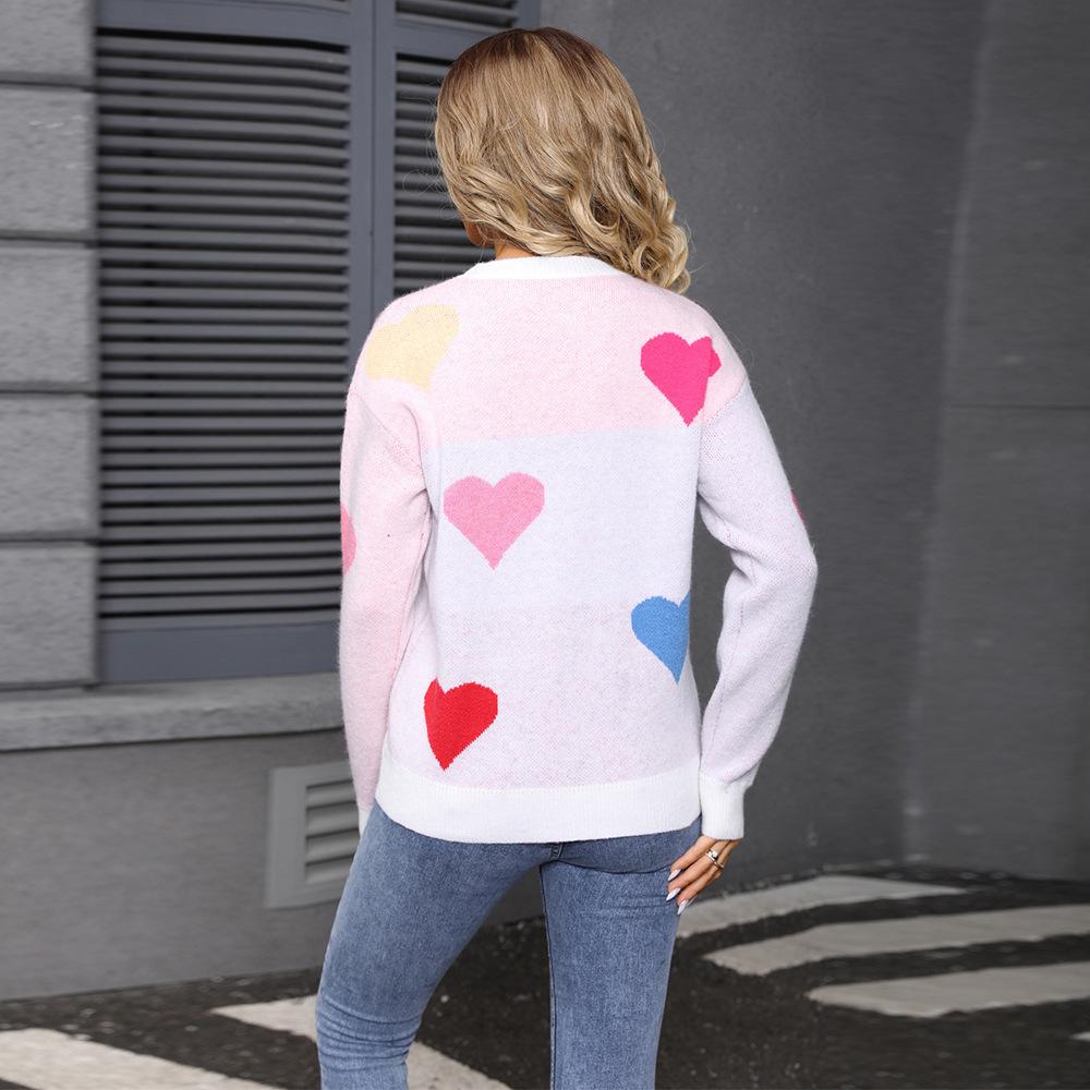 New Spring Collection: Heart-shaped Valentine's Day Mini Heart-shaped Sweater, Round-neck Knitted Pullover Sweater for Women