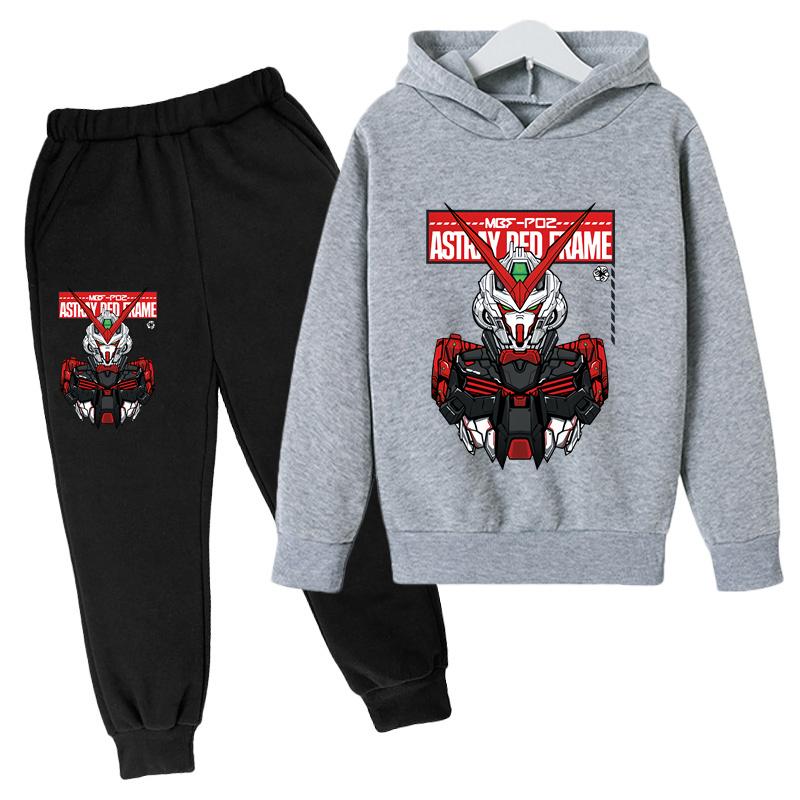2025 Gundam Children Clothes Kids Suit Warm Sweater Girls Fleece Hoodies Pullover Sweatshirt Pant Winter Spring Girl Tracksuit
