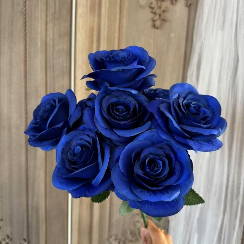9 Head Real Happy Flower 10 Colors Photography Photo Gift Natural Silk Rose Flowers Mini Crystal Grass Bouquet Home Decorative