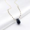 Black Agate Natural Stone Pendant Versatile Necklace for Women's Clavicle Chain High-end Design Niche Temperament Necklace Accessories
