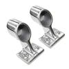 2Pcs Marine Boat 1" 25mm 60 Degree Front Base Stanchion Hand Rail Fitting Silver 316 Stainless Steel New