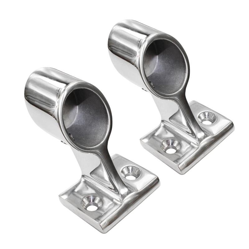 2Pcs Marine Boat 1" 25mm 60 Degree Front Base Stanchion Hand Rail Fitting Silver 316 Stainless Steel New