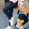 Girls Winter Padded Jeans Middle and Large Children Solid Color Slim Pants