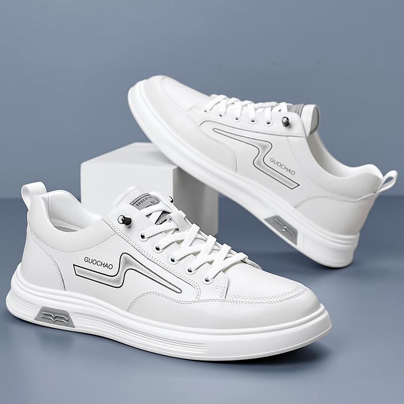 Fashion Fashion Men's Small White Shoes Casual Leather Shoes Outdoor Travel Skateboard Footwear Treking Footwear All-match Male Sneakers