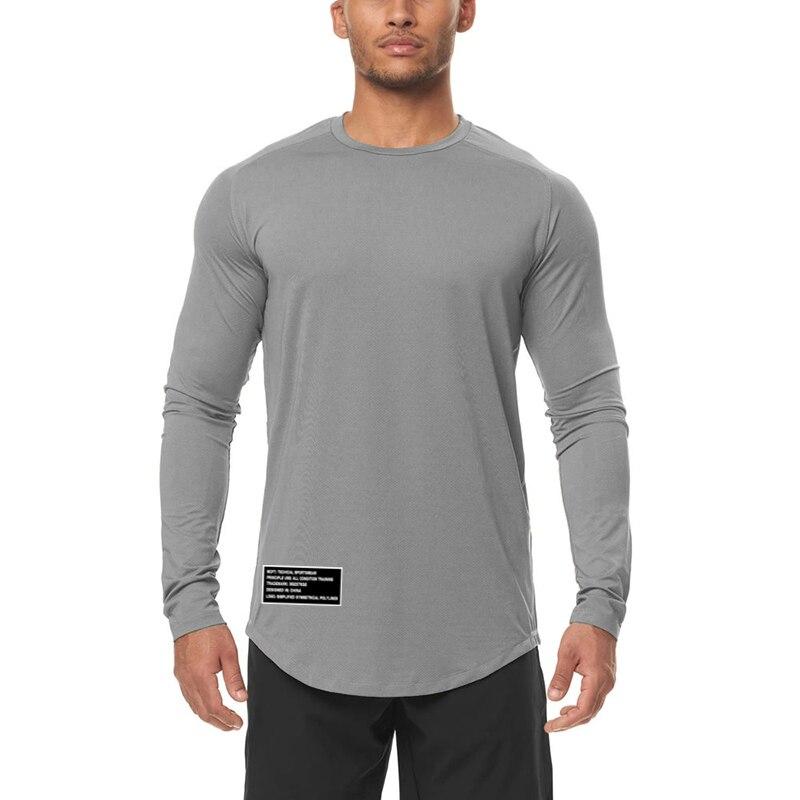 Do The Work  Compression Mens Autumn Skinny Sports Bodybuilding Fitness Mesh Quick Dry Printed Tight Workout Long Sleeve T Shirt