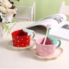 Wind Strawberry Underglaze Ceramic Coffee Cup And Saucer Set, Cute Girls Afternoon Tea Cup Children'S Breakfast Cup