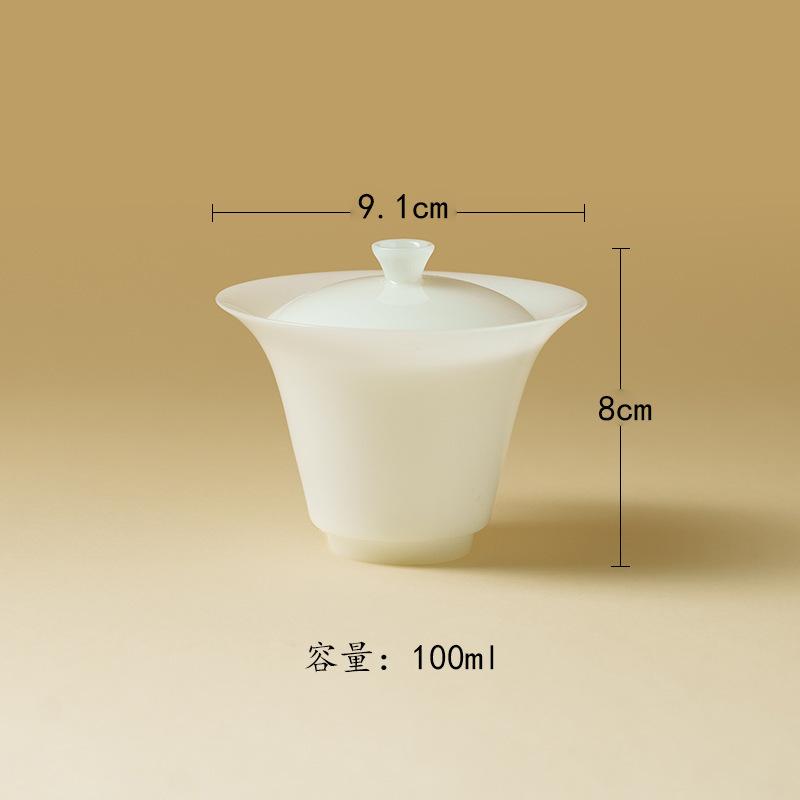 

100ml Icy Jade Gaiwan Elegant Heat Insulation Tea Tureen Tea Bowl With Lid Kit Tea Brewing Cover Bowl Chinese Tea Set Ornaments