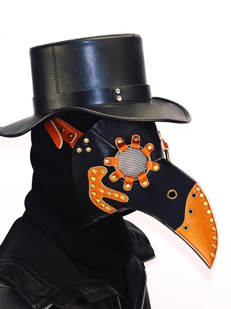Grappig Middeleeuws Pestdoktersmasker Leer Zwart Snavelmasker Dokter Halloweenmasker Steampunk PU Vogels Cosplay Doctour De Peste