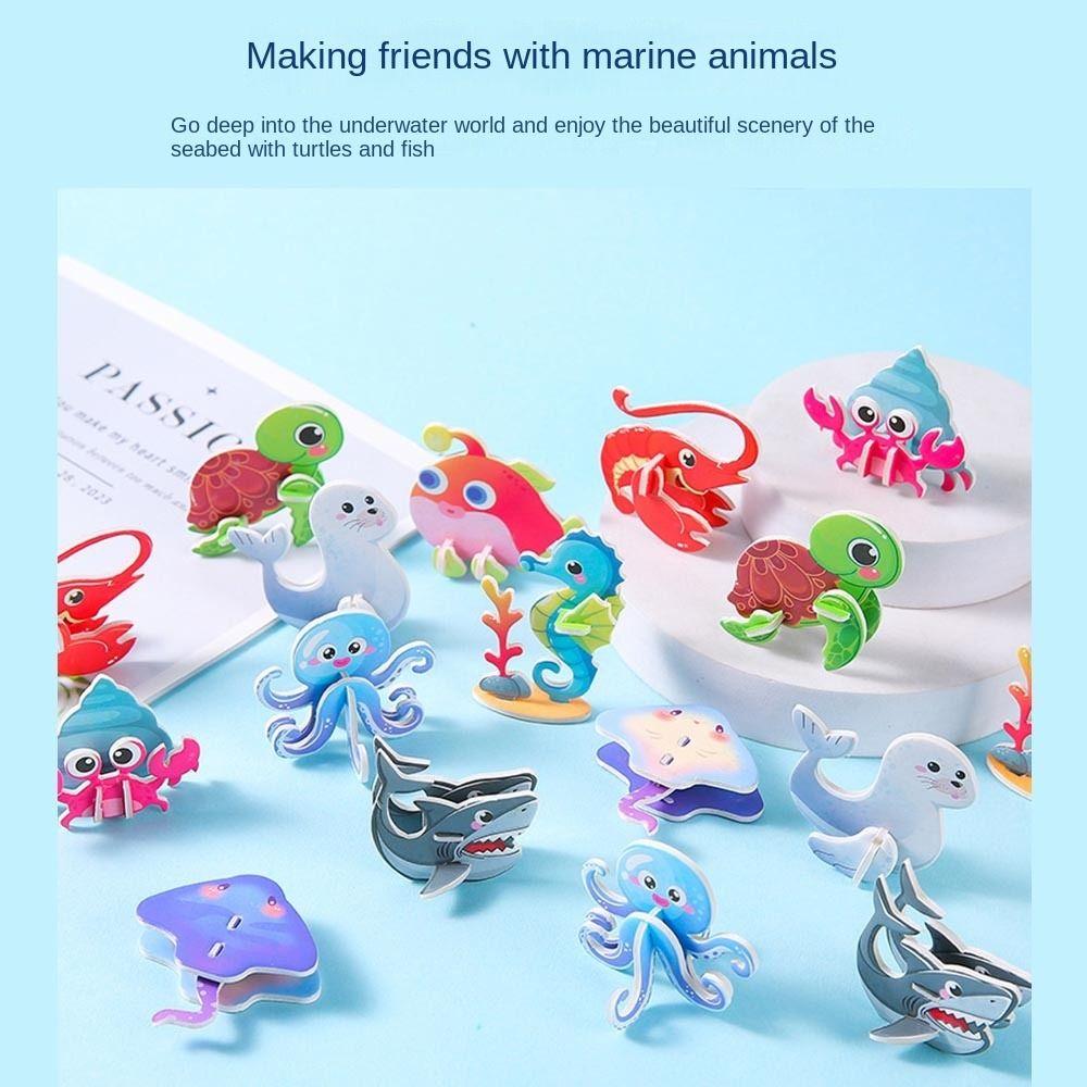 10pcs 3D Sea Animals Children's Three-dimensional Puzzles Children's Early Education Toys