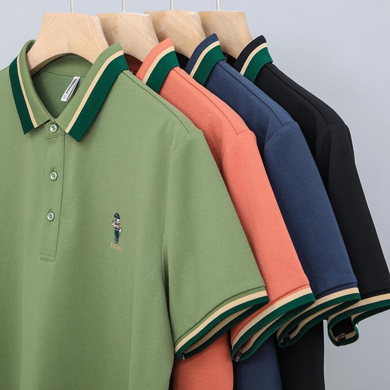 

Новая летняя мужская футболка с короткими рукавами, повседневная дышащая тонкая одежда для папы среднего возраста, деловая рубашка-поло для мужчин