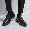 Korean Version of Glossy Pointed Business Leather Shoes Men's British Fashion Solid Color Dress Derby Shoes Black Versatile Lace-up Leather Shoes