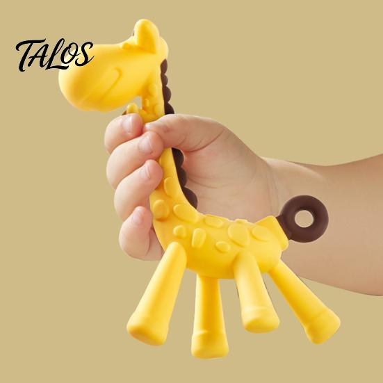 Weiches Beißspielzeug für Neugeborene Baby-Giraffe Zahnungs-Kleinkinder, Lebensmittelgeeigneter Silikon-Stick Zahnfleischpflege, Tragbarer Beruhigender Reise-Beißring BPA-Frei 0-12 Monate,