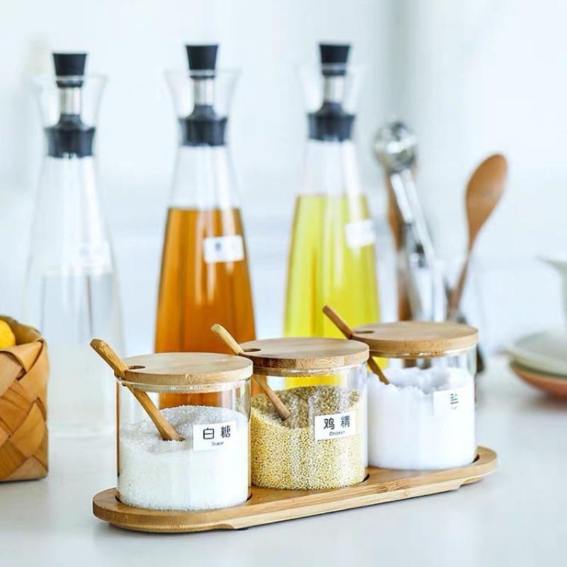 Pepper Mill Tray Bamboo Salt Pepper Shaker Stand Trays Multipurpose Natural Wooden Tray Storage Holder Home Decoration Crafts