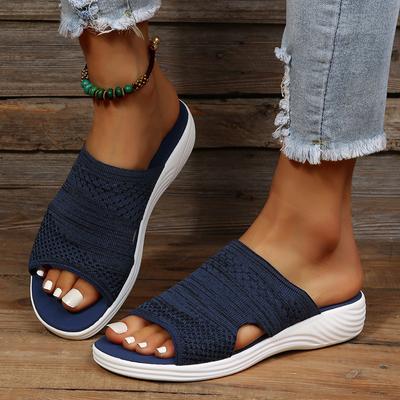 Sandalias de mujer con fuerza elástica, zapatos de verano para mujer, sandalias planas informales para interior y exterior, zapatillas de verano con punta abierta, chanclas transpirables