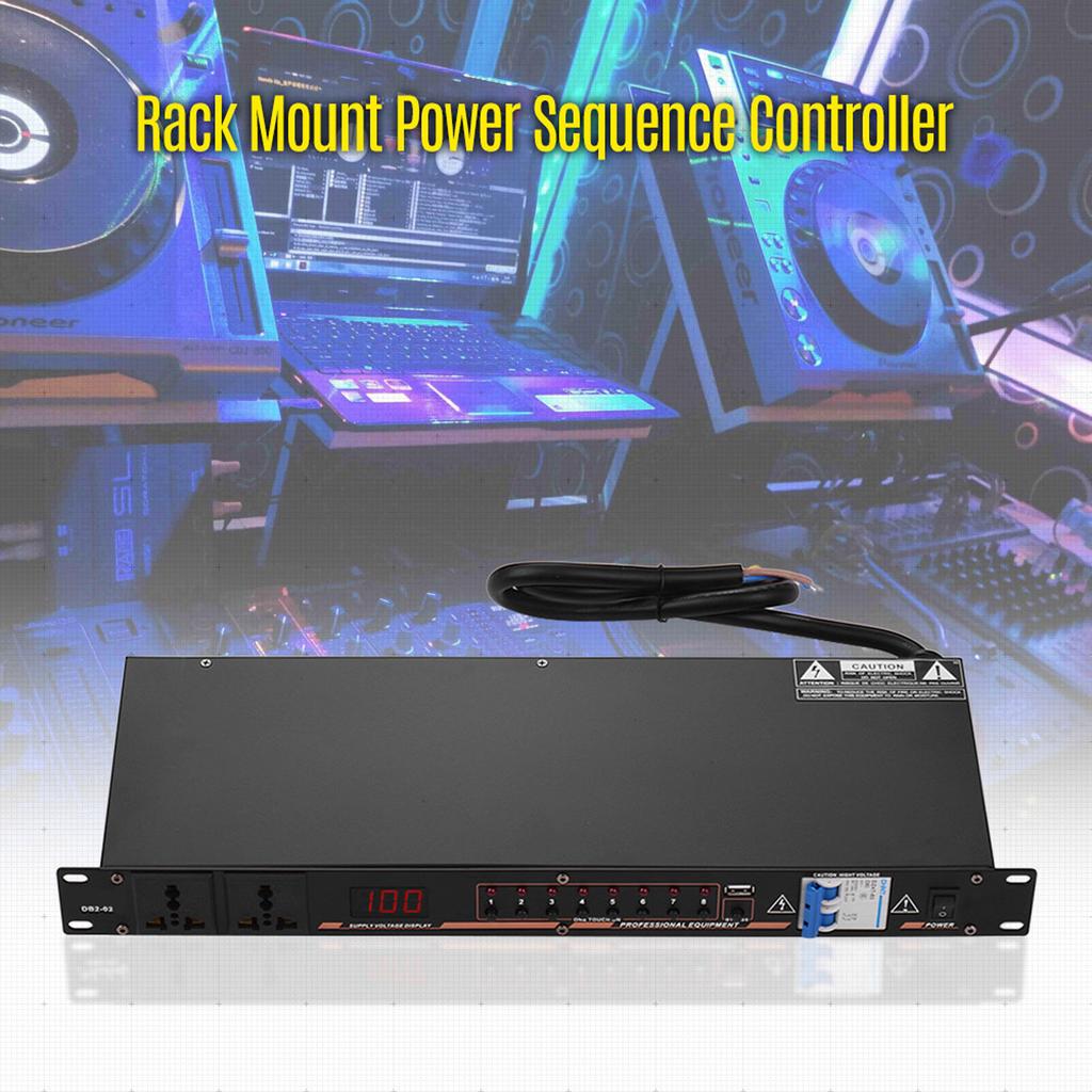 DB2 02 10 Outlet Rack Mount Power Sequence Controller Conditioner Surge Protector Power Supply Regulator with LED
