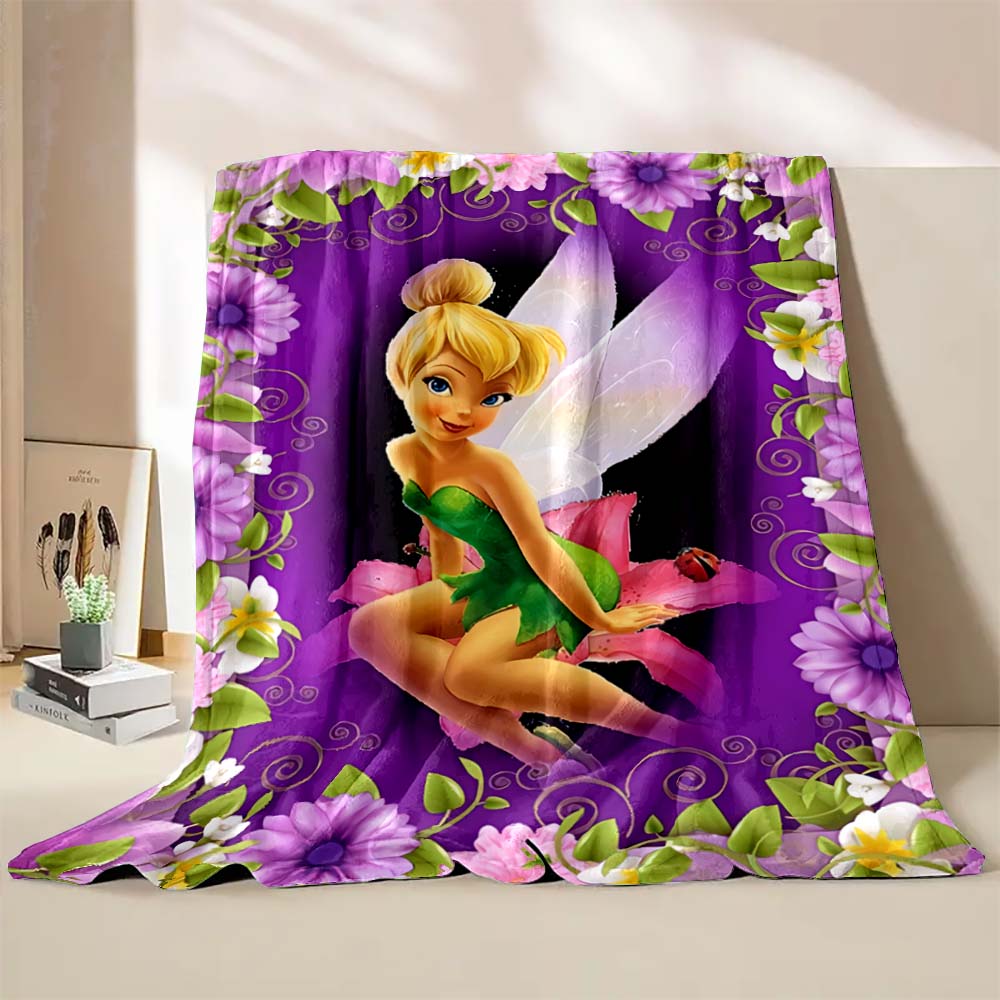 Multi-Style Tinker Bell Cartoon Print Blanket Super Warm Fluffy Bedroom Living Room Sofa Study Office Four Seasons Blanket Gift