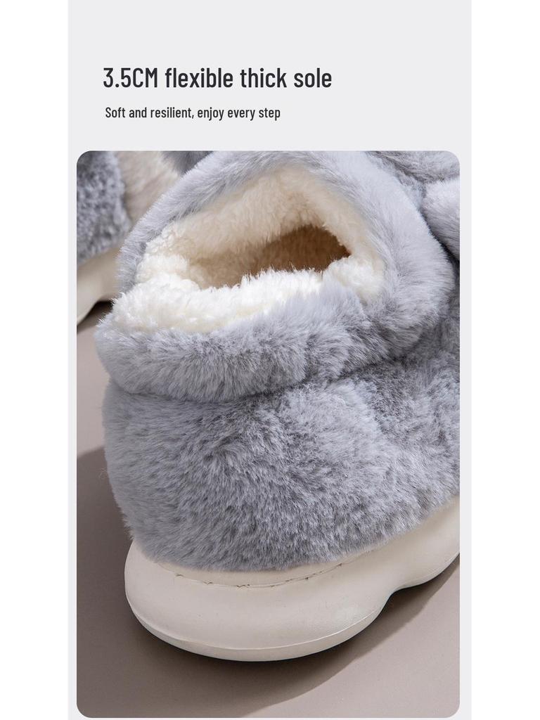 Men's Cozy Cotton Slippers - Thick Sole, Closed Heel, Cute Husky Design, Winter/Autumn Indoor & Outdoor Wear.