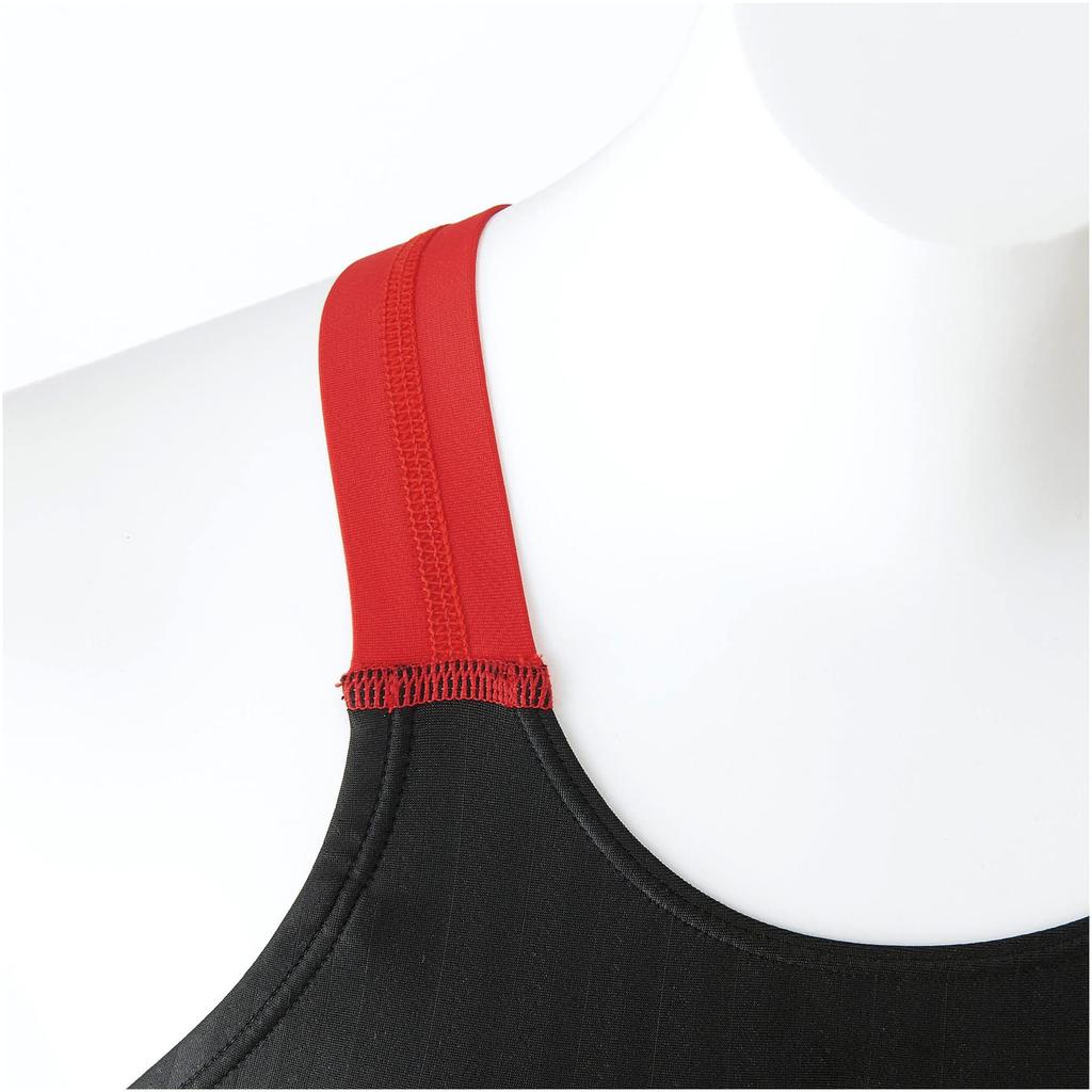 MIZUNO Stream Ace Swimsuit for Competitive Swimsuit for Challenge Medium Size 140 FINA Swimming Approved Girls, Swimmers, Cut, N2MA2920, (Black/Red),