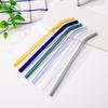 Bent Tip Colored Glass Straws - Double Child Pack, Creative Crystal Design, Heat Resistant for Milk Tea and Drinks
