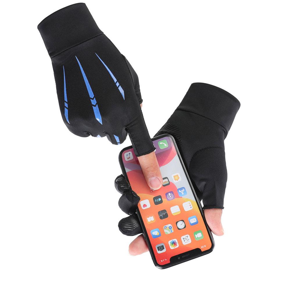 1 Pair Men Women Motorcycle Sunscreen Gloves Exposed-two-finger Breathable Light Non-slip For Outdoor Sports Driving Fishing