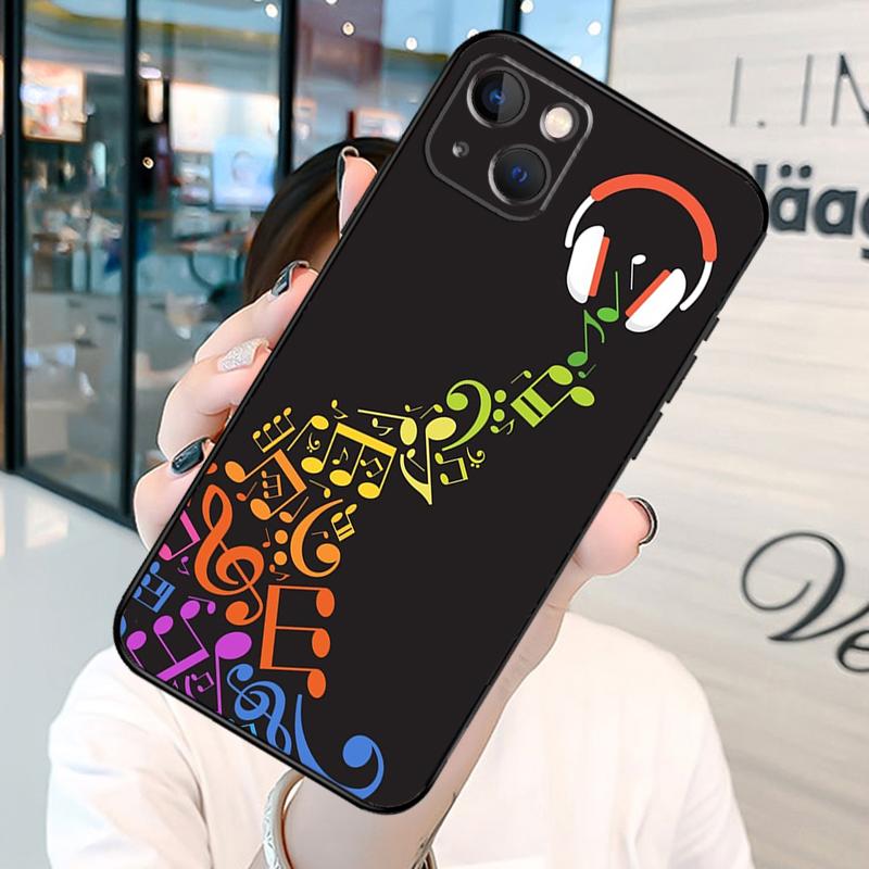 Music Notes Phone Case on For iPhone 13 12 11 14 15 Pro Max 8 7 Plus SE 2020 XR X XS MAX Soft Back Cover