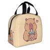 Borsa Pranzo Termica Personalizzata Capibara Ama Bere Bubble Tea per Lavoro Scuola Ermetica Termica Cooler Bento Box Donna Bambini