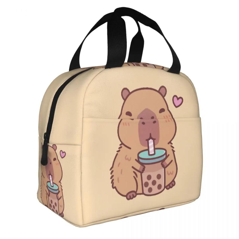 Borsa Pranzo Termica Personalizzata Capibara Ama Bere Bubble Tea per Lavoro Scuola Ermetica Termica Cooler Bento Box Donna Bambini