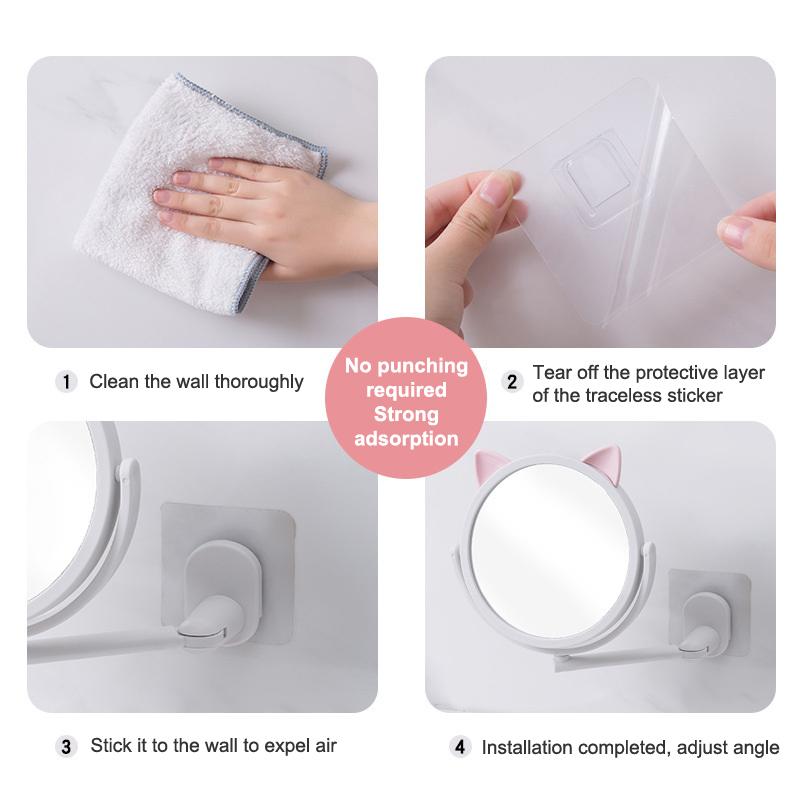 Wall Mounted Foldable Extending Arm Bathroom Mirror With Swivel Suction For Cosmetic Makeup No Drill Required