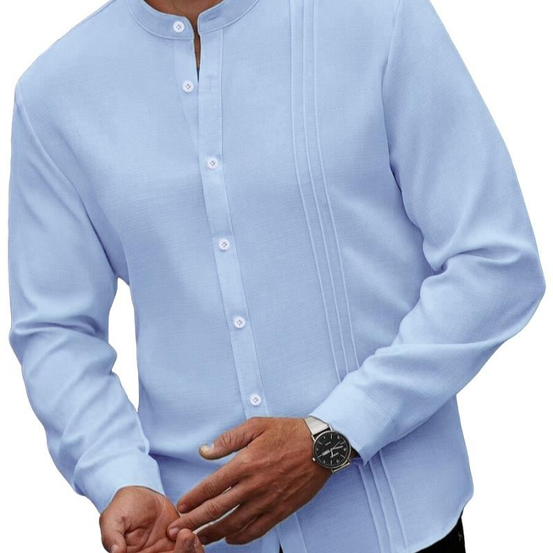 Herren Strickjacke mit Stehkragen, einfarbig, gestreift, langärmlig, lässiges Hemd