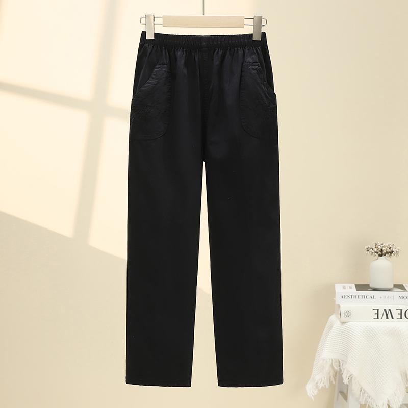Summer Embroidery Women's Pants Stretch Casual Waist Office Outdoor Pant Breathable Cool Clothing