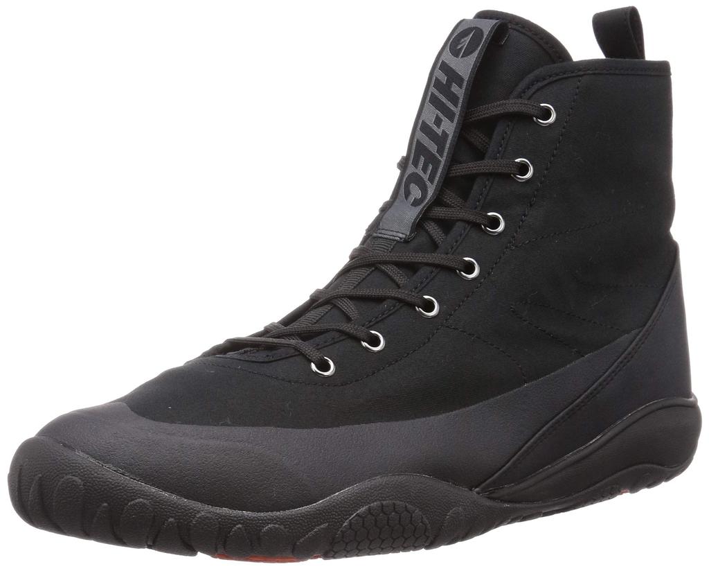 AMACRO HI II Outdoor Rubber Size E Hi-Tec Sneakers, All-Weather, Non-Slip Sole, Lace, Black, 22.5 Cm,
