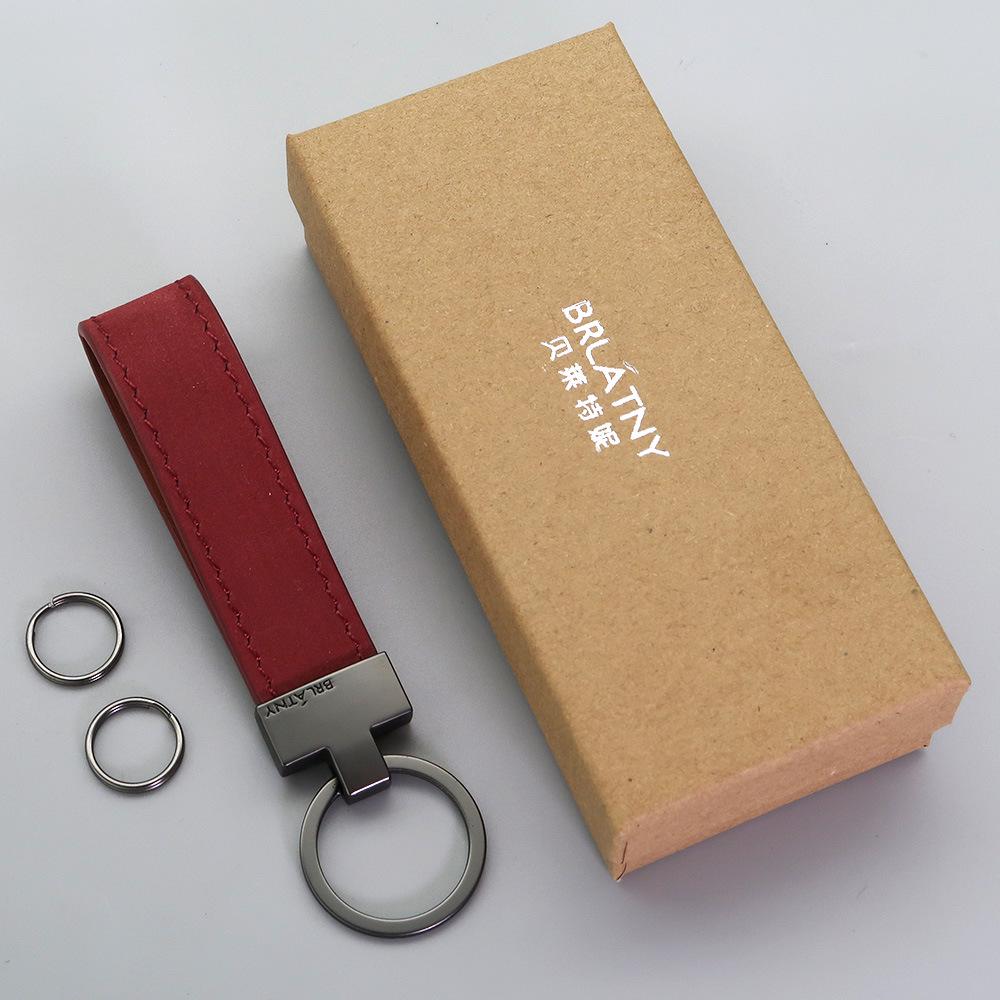 Belleterny Frosted Genuine Leather Keychain - Luxury Keyring Pendant with Logo Customization.
