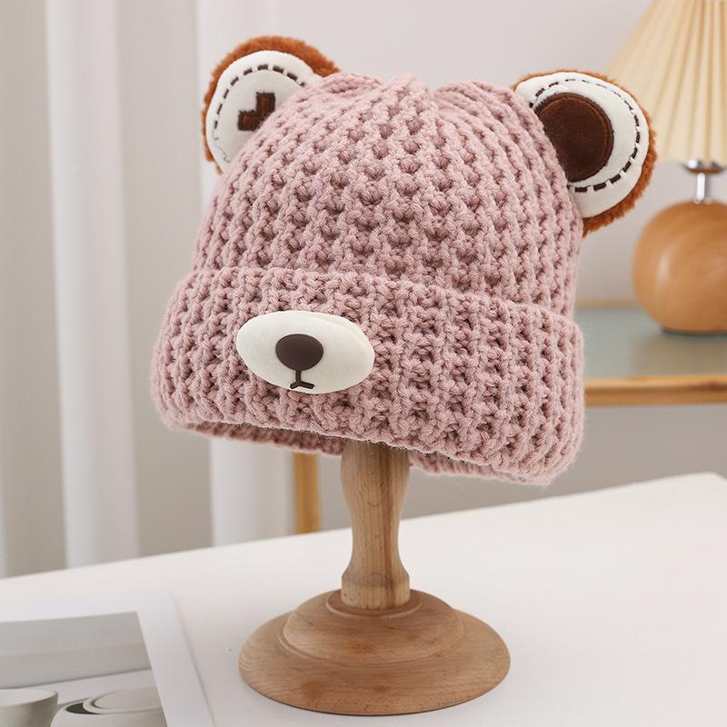Cute Little Bear Hat for Women In Autumn and Winter Plush New Korean Knitted Hat Versatile Warm Ear Protection Thickened Velvet Cold Hat