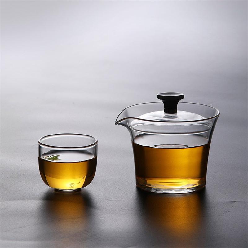 Japanese Style Heat-resistant Glass Gaiwan Puer Tea Cup and Lid Tea Bowl Chawan Chahai Kung Fu Tea Set Accessories